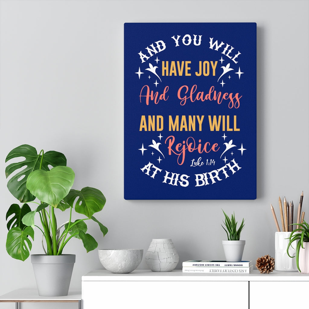 Scripture Walls Gladness Luke 1:14 Bible Verse Canvas Christian Wall Art Ready to Hang Unframed-Express Your Love Gifts