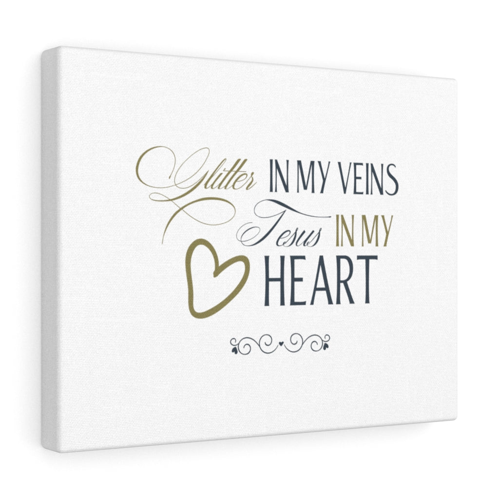 Scripture Walls Glitter In My Veins Heart Bible Verse Canvas Christian Wall Art Ready to Hang Unframed-Express Your Love Gifts