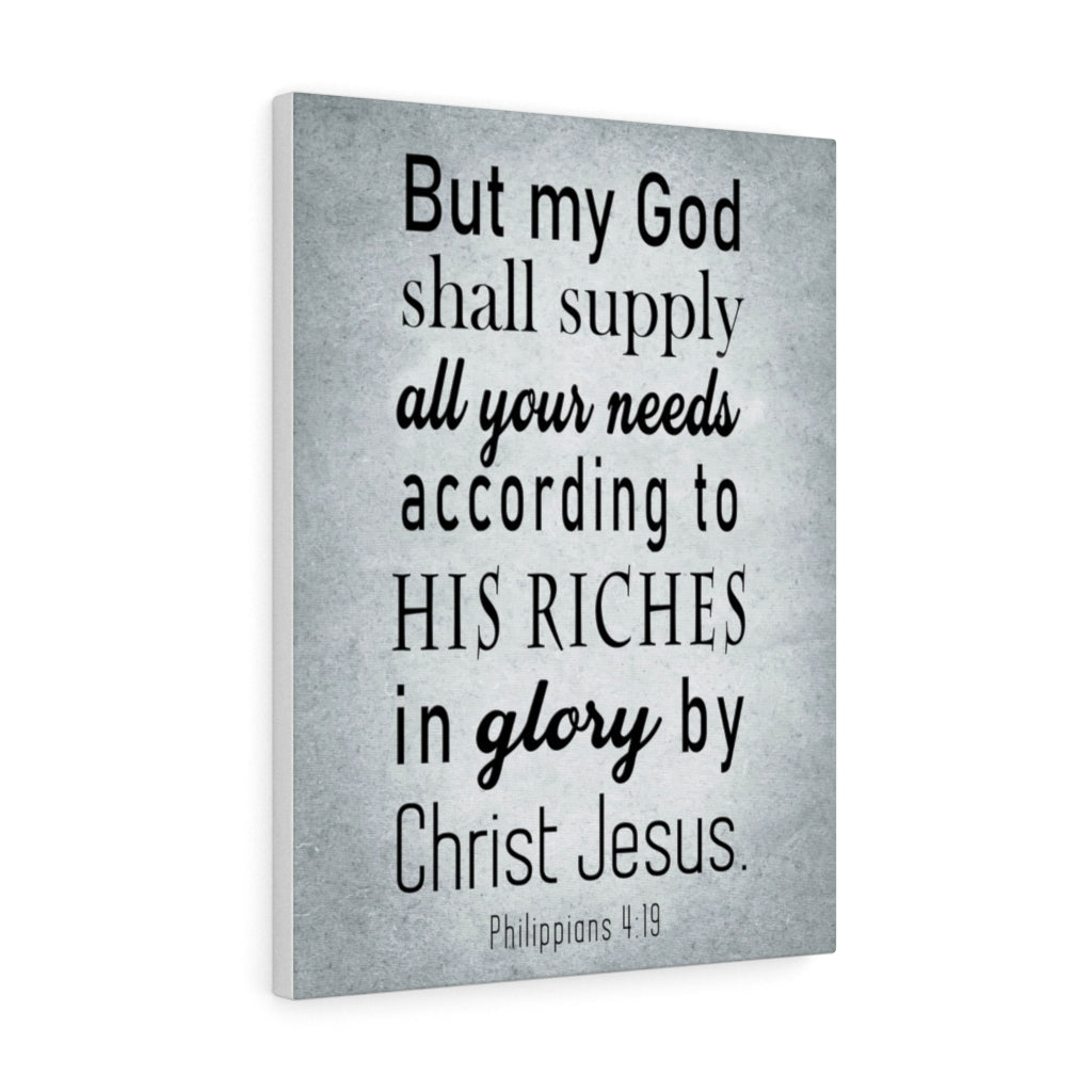 Scripture Walls Glory by Jesus Christ Philippians 4:19 Scripture Bible Verse Canvas Christian Wall Art Ready to Hang Unframed-Express Your Love Gifts