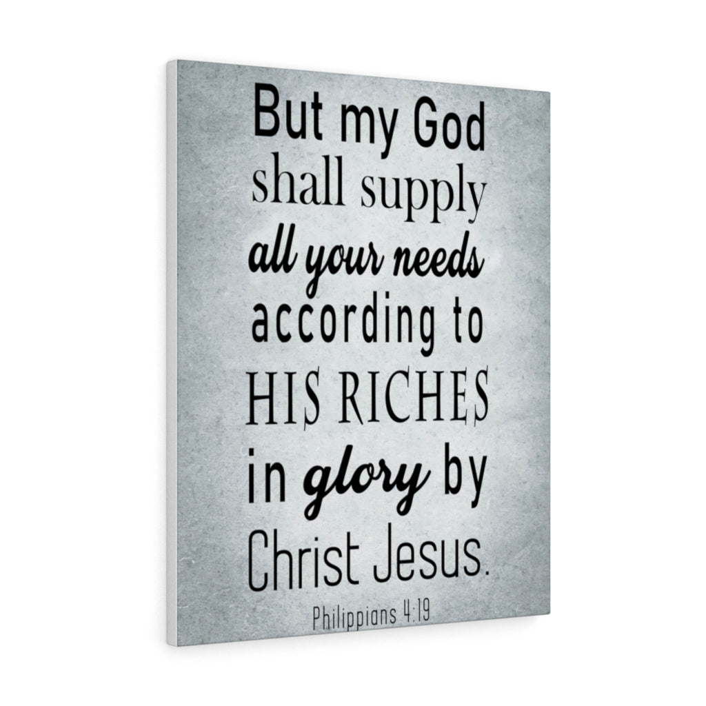 Scripture Walls Glory by Jesus Christ Philippians 4:19 Scripture Bible Verse Canvas Christian Wall Art Ready to Hang Unframed-Express Your Love Gifts
