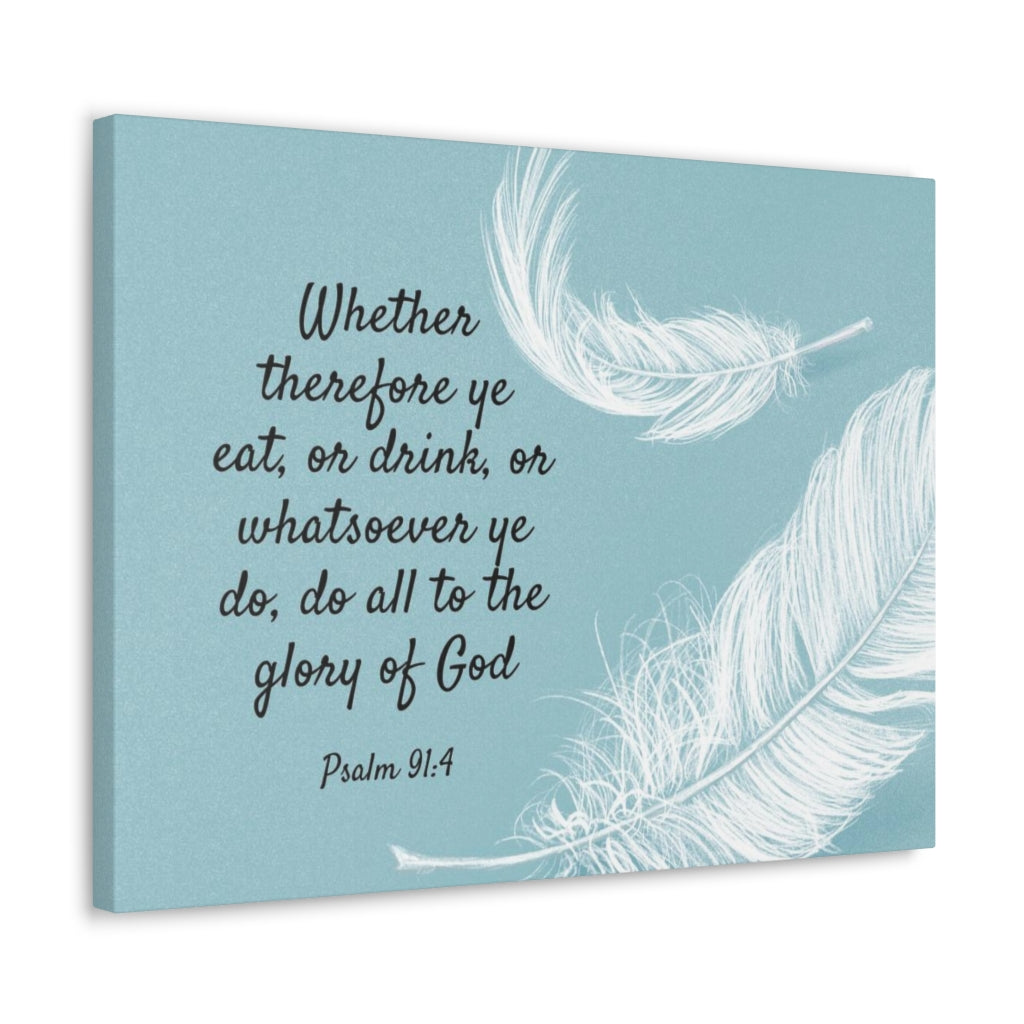 Scripture Walls Glory Of God Psalm 91:4 Feather Bible Verse Canvas Christian Wall Art Ready to Hang Unframed-Express Your Love Gifts