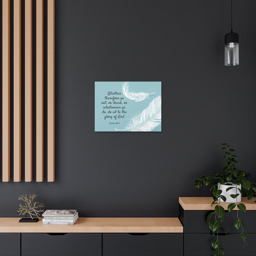 Scripture Walls Glory Of God Psalm 91:4 Feather Bible Verse Canvas Christian Wall Art Ready to Hang Unframed-Express Your Love Gifts