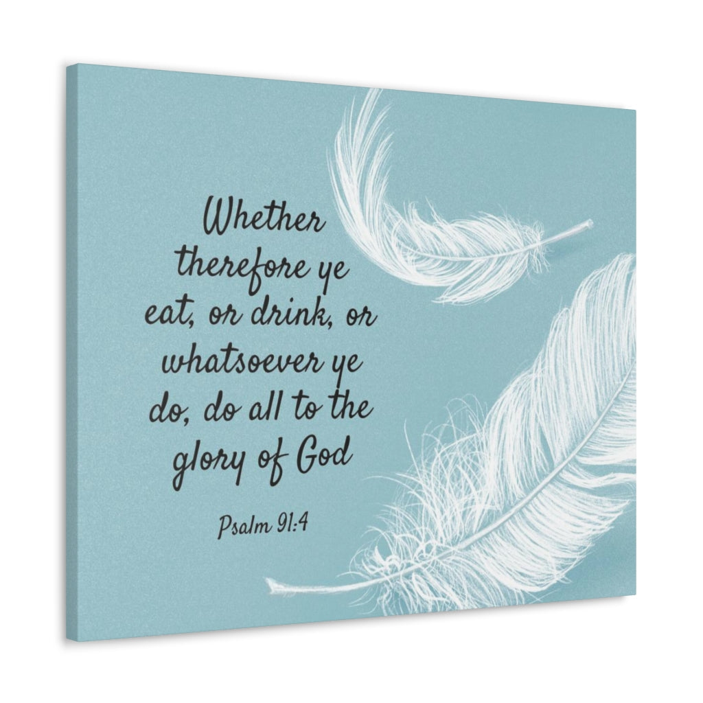 Scripture Walls Glory Of God Psalm 91:4 Feather Bible Verse Canvas Christian Wall Art Ready to Hang Unframed-Express Your Love Gifts