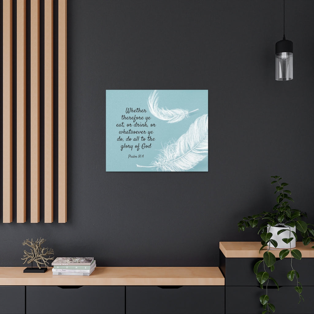 Scripture Walls Glory Of God Psalm 91:4 Feather Bible Verse Canvas Christian Wall Art Ready to Hang Unframed-Express Your Love Gifts