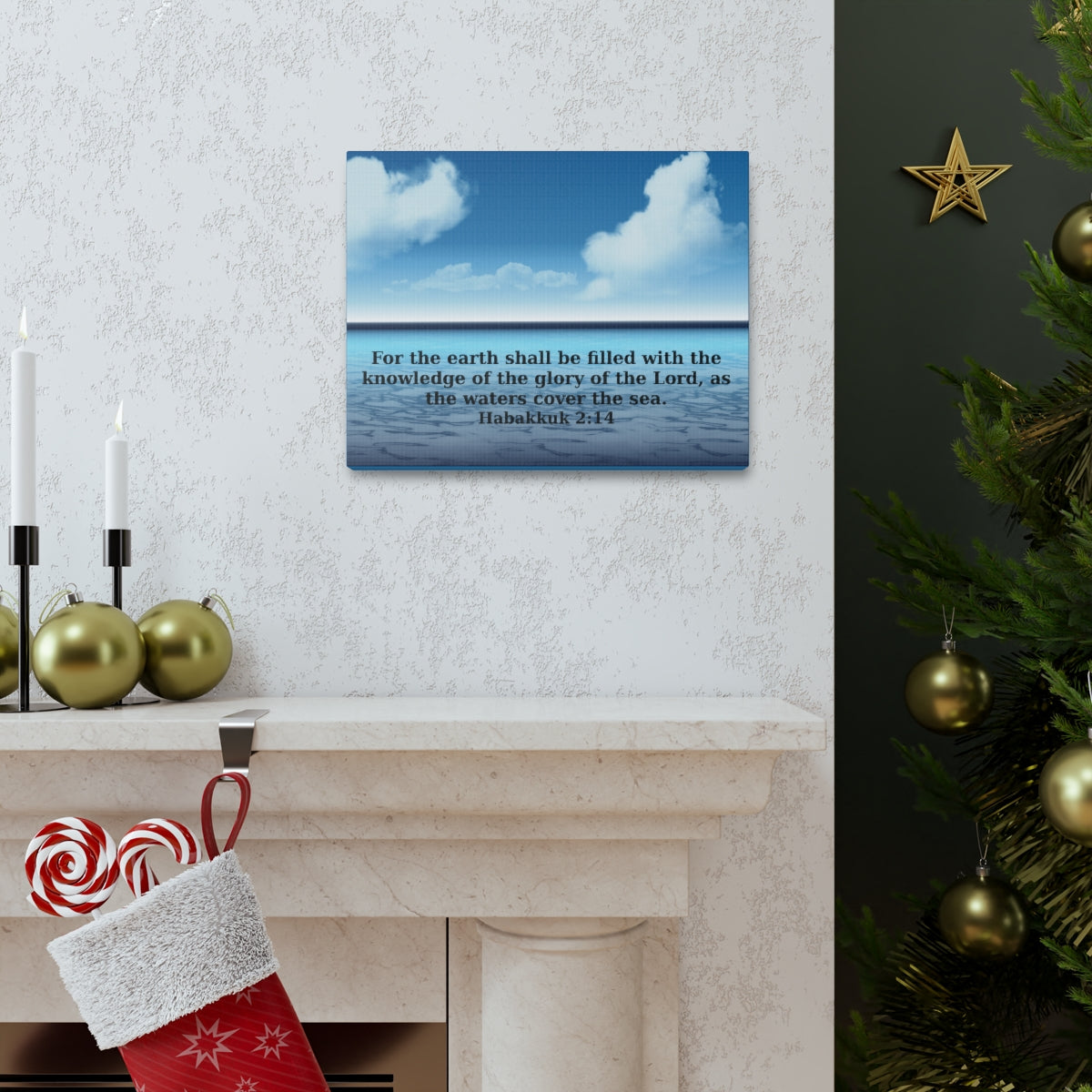 Scripture Walls Glory Of The Lord Habakkuk 2:14 Bible Verse Canvas Christian Wall Art Bible Verse Print Ready To Hang Unframed-Express Your Love Gifts