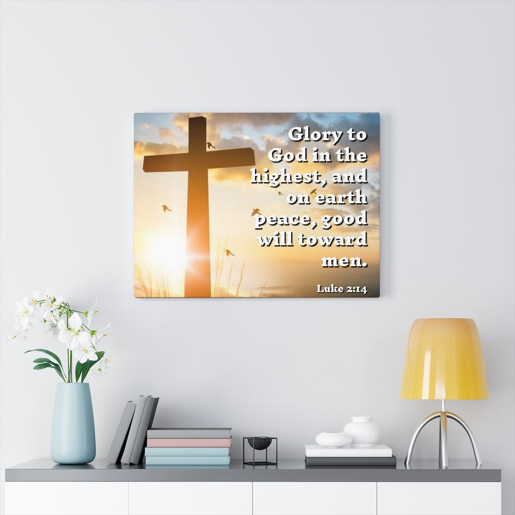 Scripture Walls Glory To God Luke 2:14 Bible Verse Canvas Christian Wall Art Ready to Hang Unframed-Express Your Love Gifts