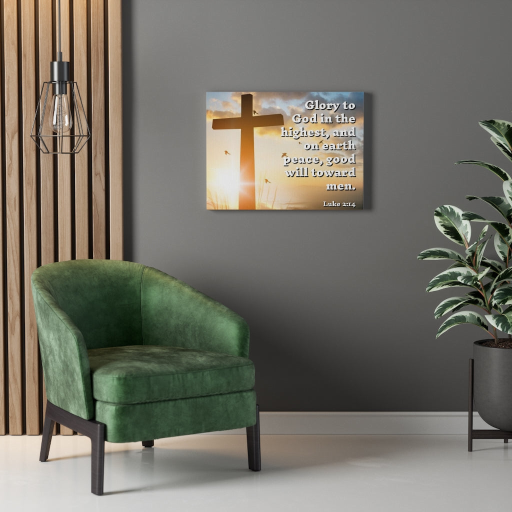 Scripture Walls Glory To God Luke 2:14 Bible Verse Canvas Christian Wall Art Ready to Hang Unframed-Express Your Love Gifts