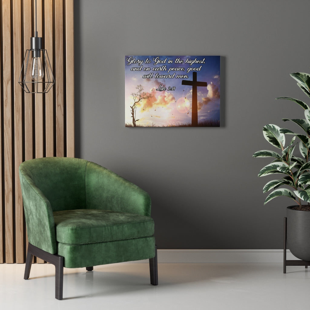 Scripture Walls Glory to God Luke 2:14 Bible Verse Canvas Christian Wall Art Ready to Hang Unframed-Express Your Love Gifts