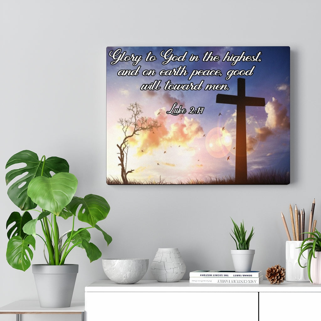 Scripture Walls Glory to God Luke 2:14 Bible Verse Canvas Christian Wall Art Ready to Hang Unframed-Express Your Love Gifts