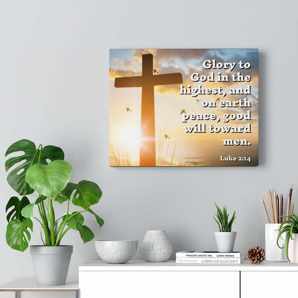 Scripture Walls Glory To God Luke 2:14 Bible Verse Canvas Christian Wall Art Ready to Hang Unframed-Express Your Love Gifts