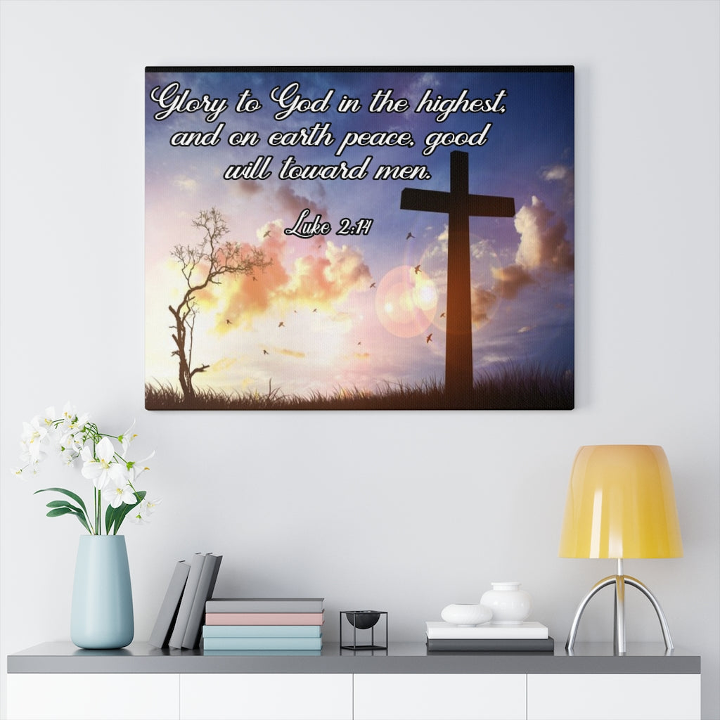 Scripture Walls Glory to God Luke 2:14 Bible Verse Canvas Christian Wall Art Ready to Hang Unframed-Express Your Love Gifts