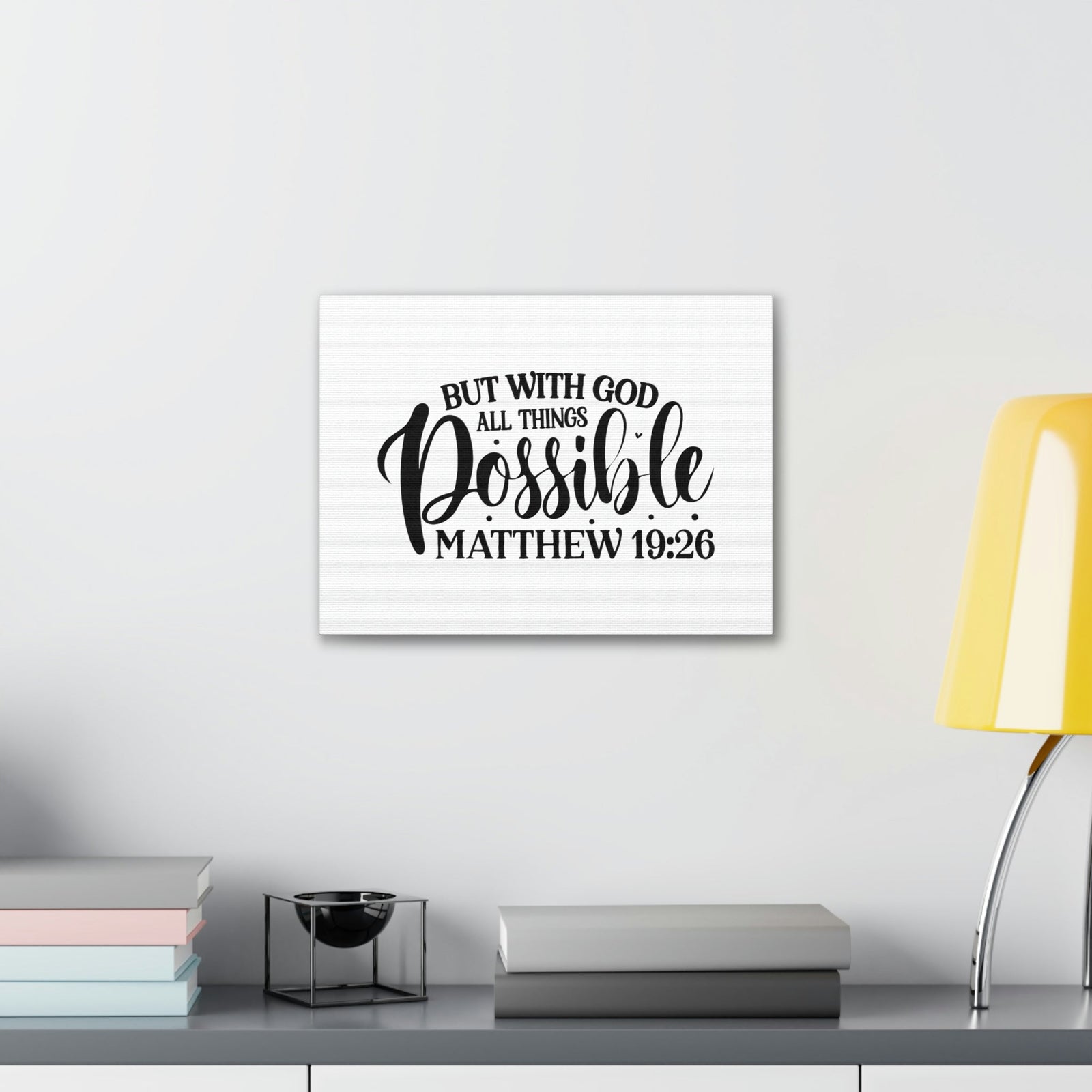 Scripture Walls God All Things Possible Matthew 19:26 Dots Christian Wall Art Bible Verse Print Ready to Hang Unframed-Express Your Love Gifts