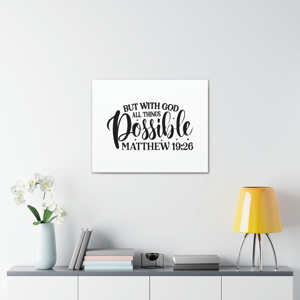 Scripture Walls God All Things Possible Matthew 19:26 Dots Christian Wall Art Bible Verse Print Ready to Hang Unframed-Express Your Love Gifts