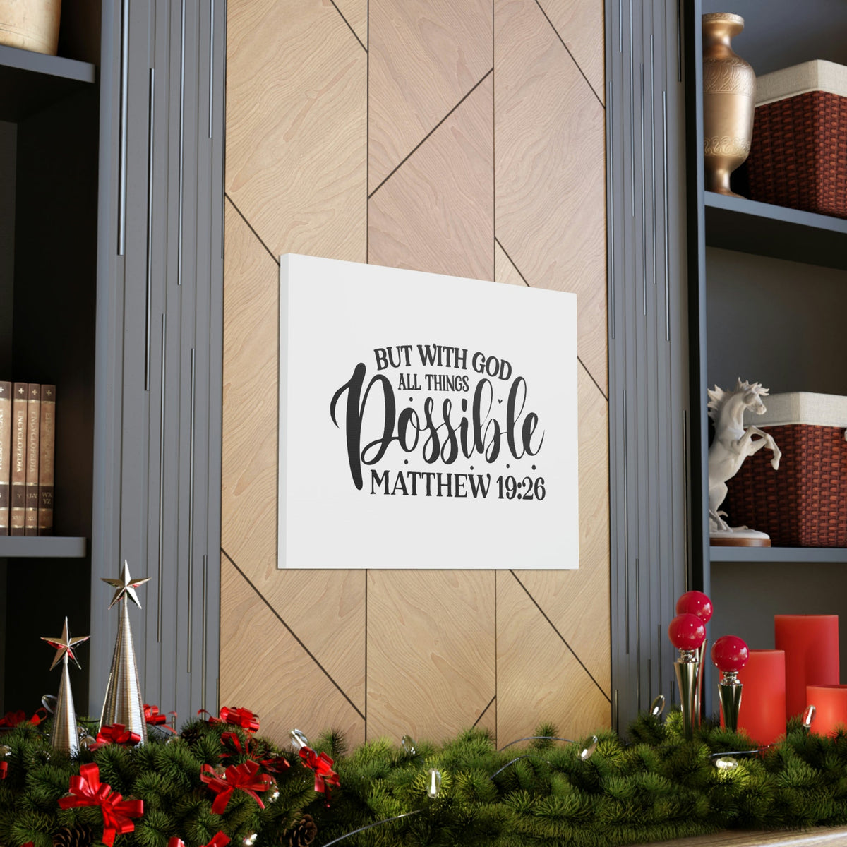 Scripture Walls God All Things Possible Matthew 19:26 Dots Christian Wall Art Bible Verse Print Ready to Hang Unframed-Express Your Love Gifts