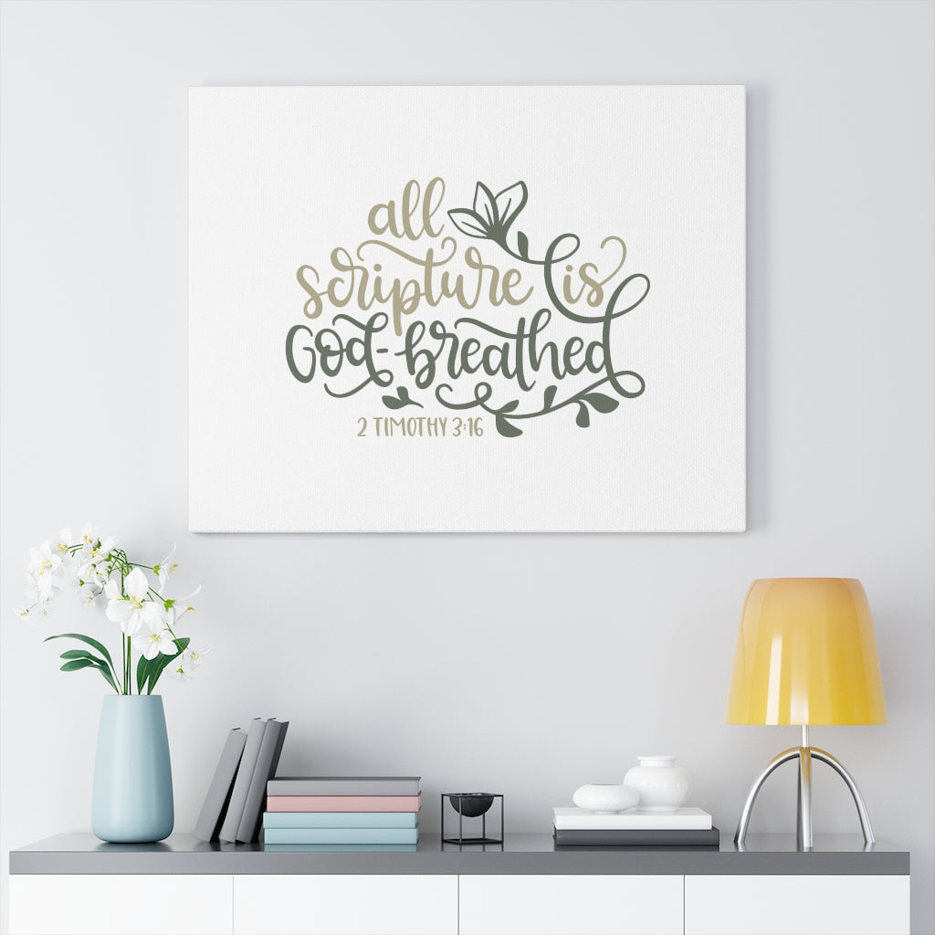 Scripture Walls God Breathed 2 Timothy 3:16 Bible Verse Canvas Christian Wall Art Ready to Hang Unframed-Express Your Love Gifts
