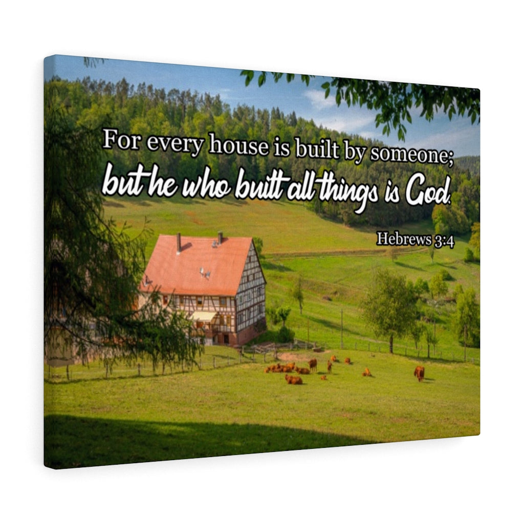 Scripture Walls God Built All Hebrews 3:4 Bible Verse Canvas Christian Wall Art Ready to Hang Unframed-Express Your Love Gifts