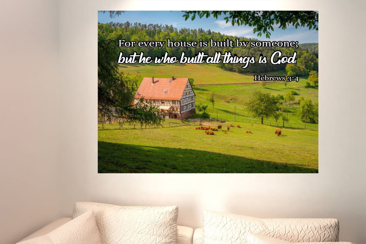 Scripture Walls God Built All Hebrews 3:4 Bible Verse Canvas Christian Wall Art Ready to Hang Unframed-Express Your Love Gifts