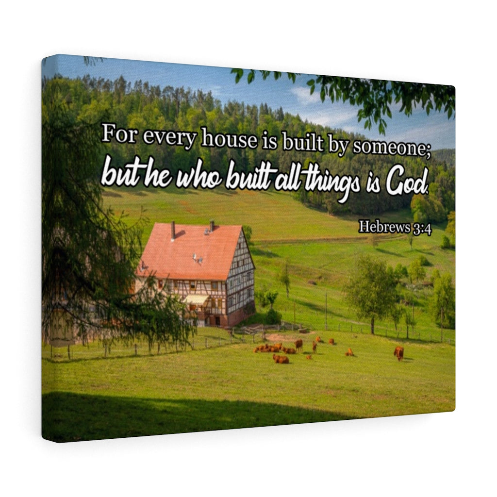 Scripture Walls God Built All Hebrews 3:4 Bible Verse Canvas Christian Wall Art Ready to Hang Unframed-Express Your Love Gifts