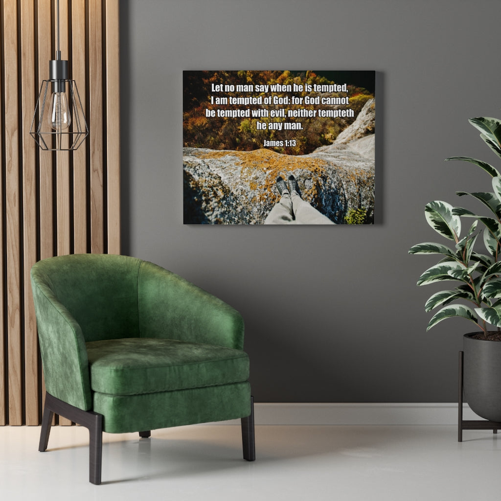 Scripture Walls God Cannot Be Tempted James 1:13 Bible Verse Canvas Christian Wall Art Ready to Hang Unframed-Express Your Love Gifts