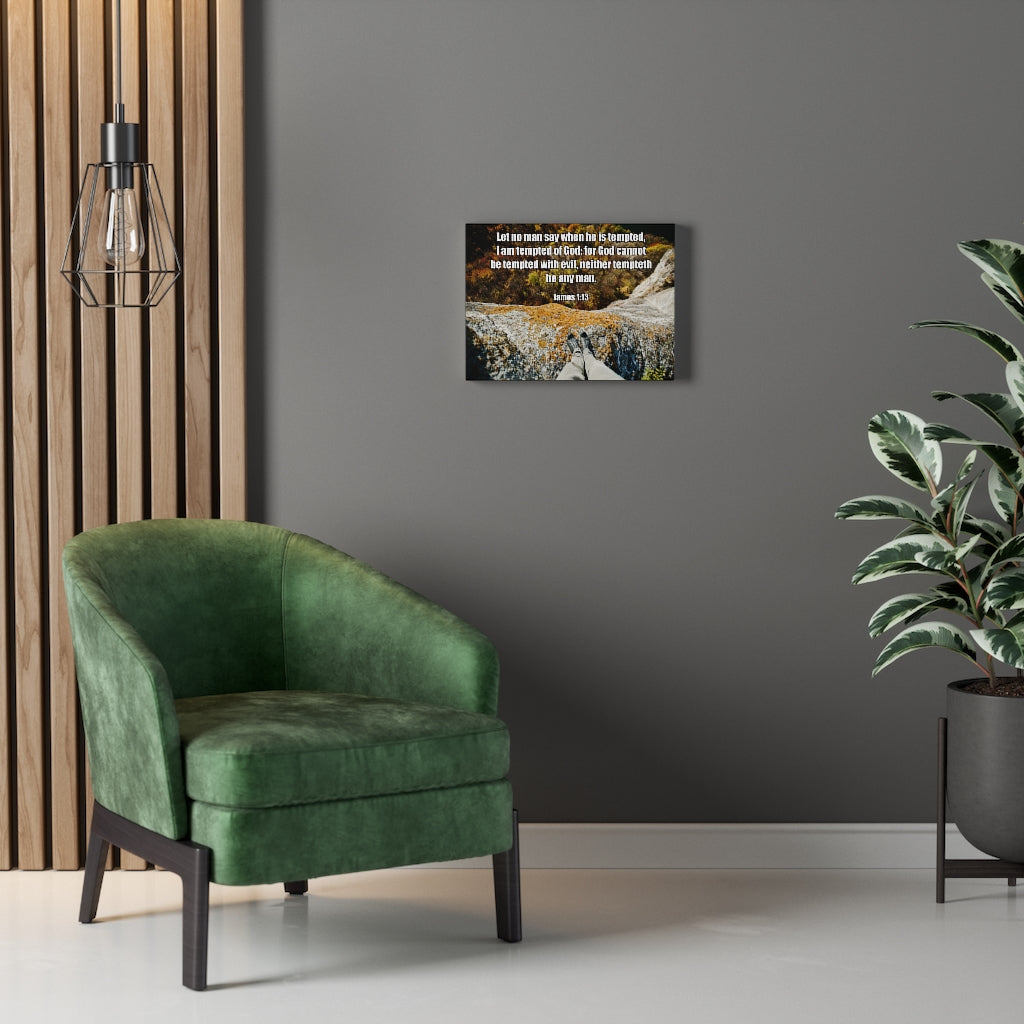 Scripture Walls God Cannot Be Tempted James 1:13 Bible Verse Canvas Christian Wall Art Ready to Hang Unframed-Express Your Love Gifts