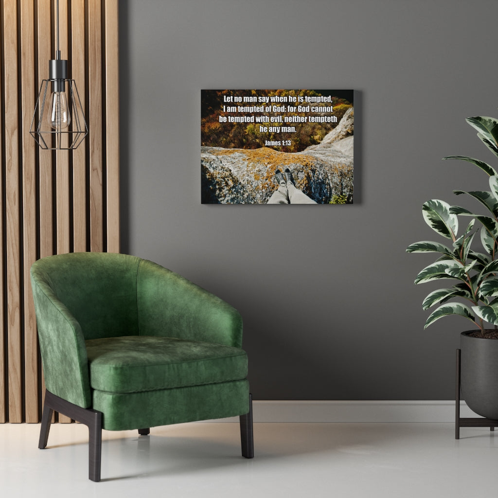 Scripture Walls God Cannot Be Tempted James 1:13 Bible Verse Canvas Christian Wall Art Ready to Hang Unframed-Express Your Love Gifts