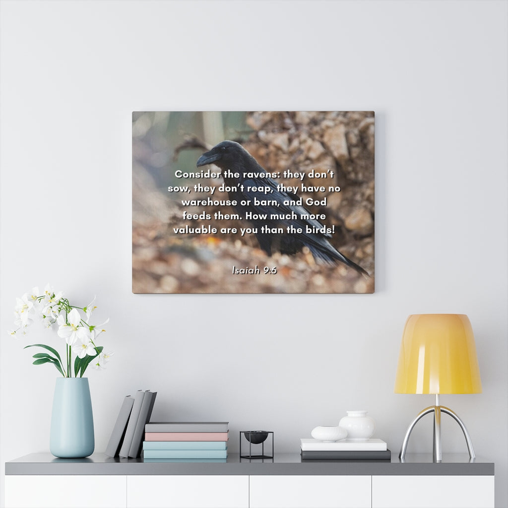 Scripture Walls God Feedeth Them Isaiah 9:6 Bible Verse Canvas Christian Wall Art Ready to Hang Unframed-Express Your Love Gifts