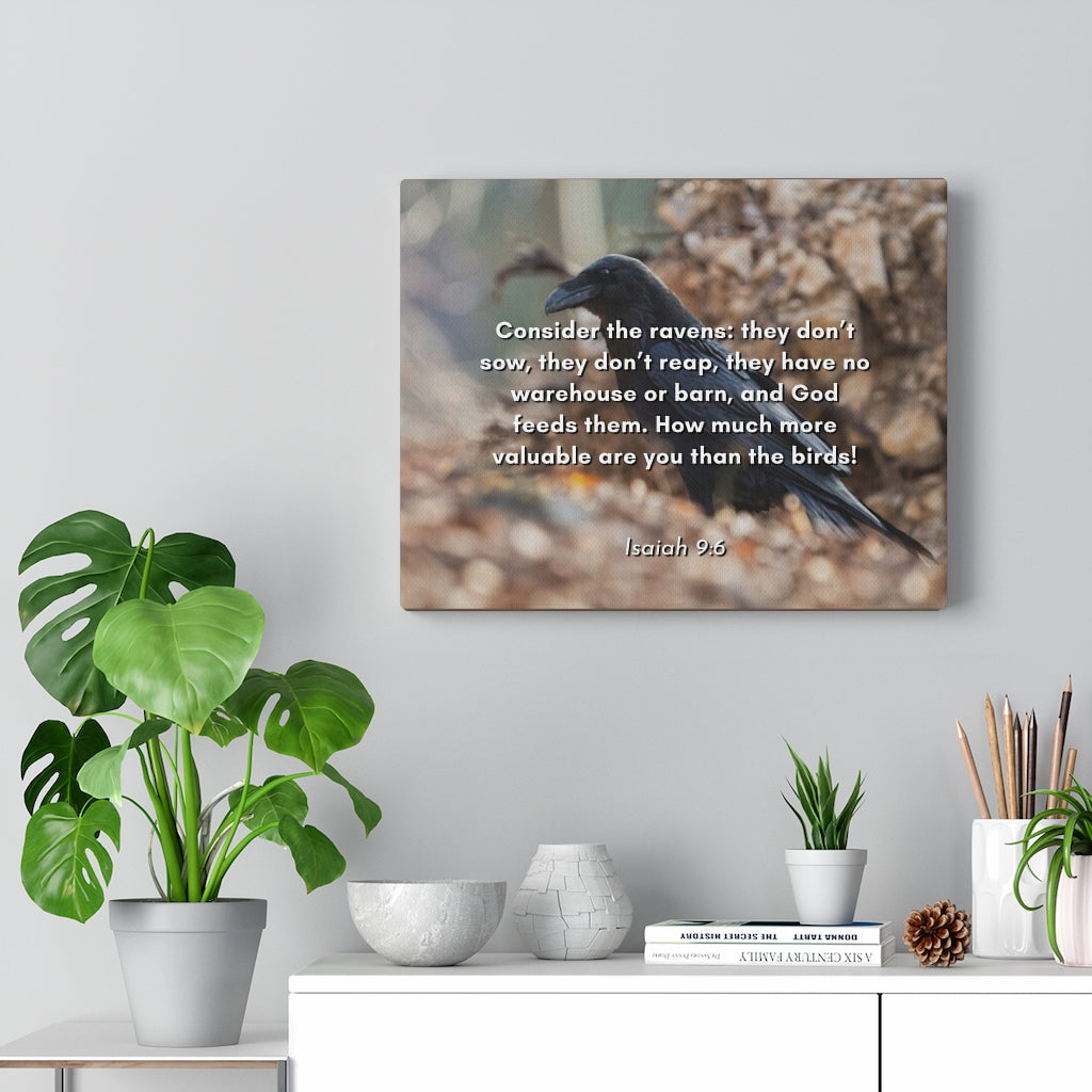 Scripture Walls God Feedeth Them Isaiah 9:6 Bible Verse Canvas Christian Wall Art Ready to Hang Unframed-Express Your Love Gifts