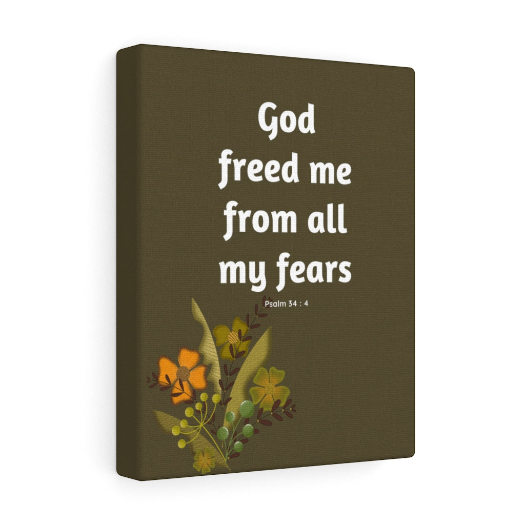 Scripture Walls God Freed Me Flowers Psalm 34:4 Bible Verse Canvas Christian Wall Art Ready to Hang Unframed-Express Your Love Gifts