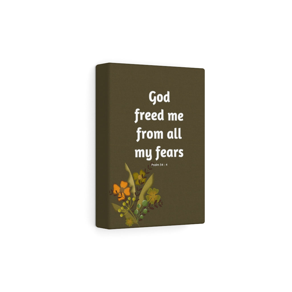 Scripture Walls God Freed Me Flowers Psalm 34:4 Bible Verse Canvas Christian Wall Art Ready to Hang Unframed-Express Your Love Gifts