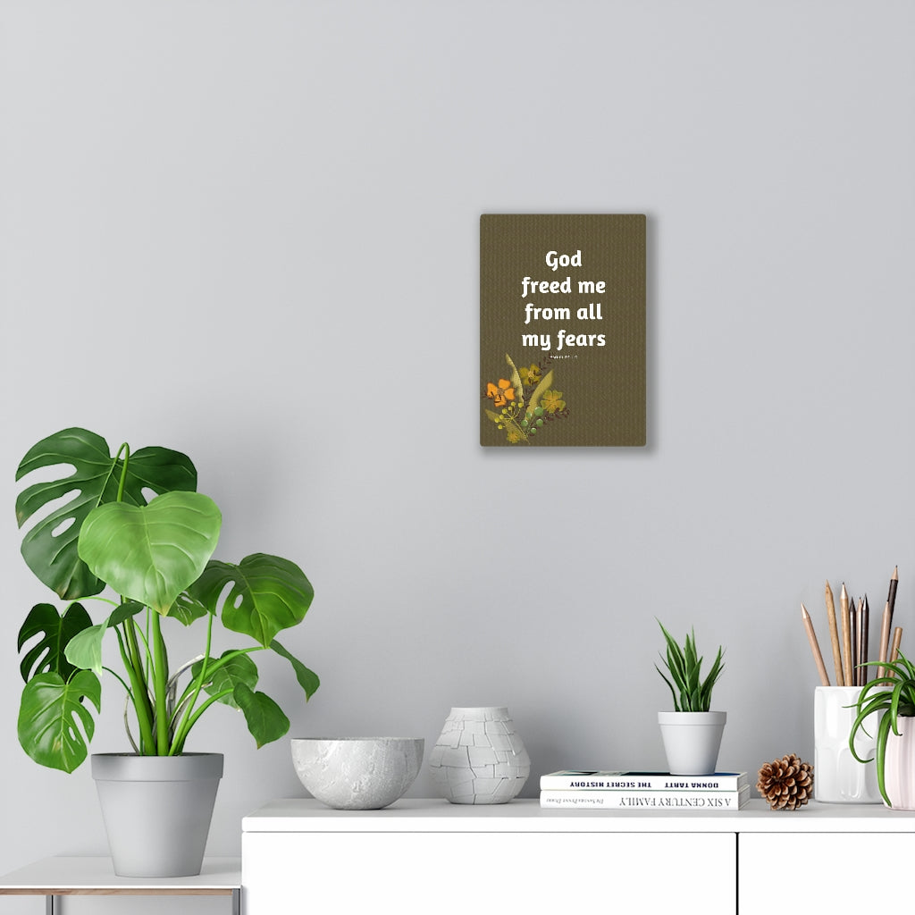 Scripture Walls God Freed Me Flowers Psalm 34:4 Bible Verse Canvas Christian Wall Art Ready to Hang Unframed-Express Your Love Gifts