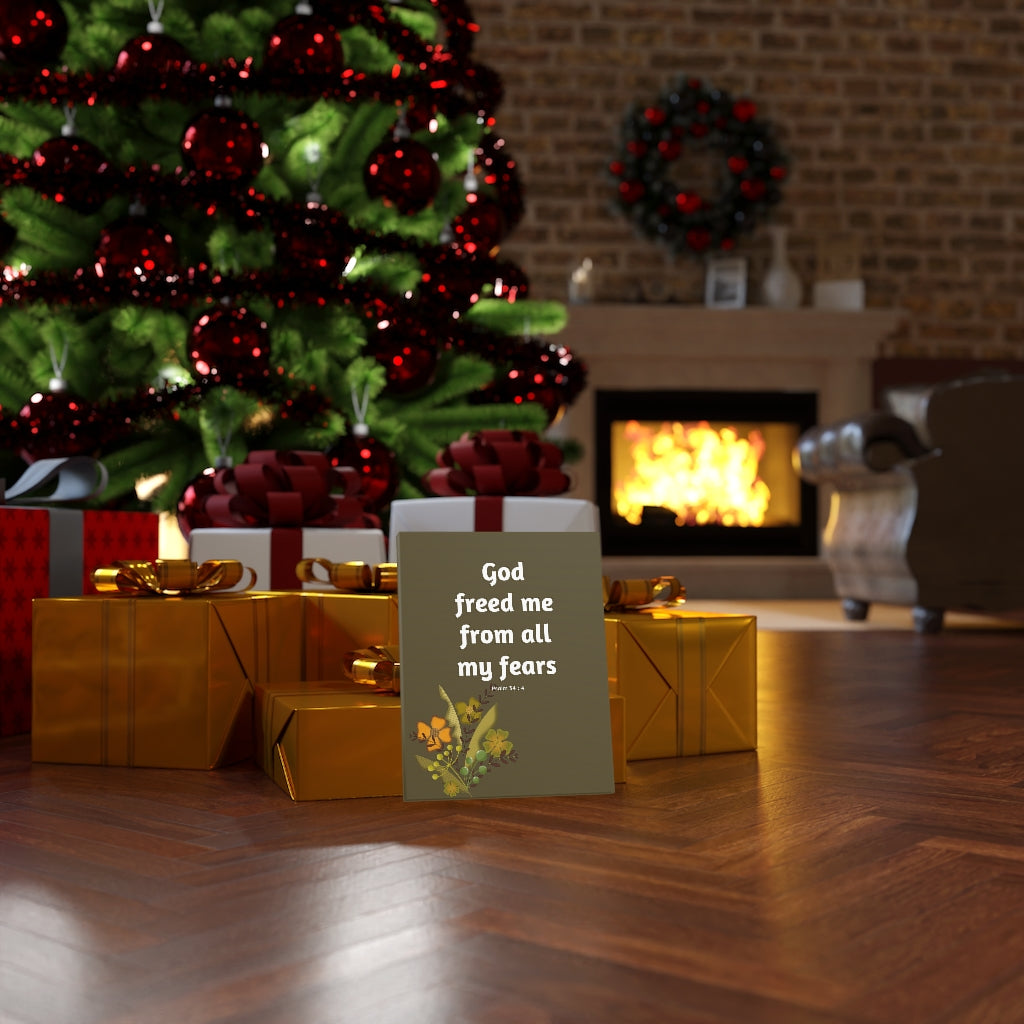 Scripture Walls God Freed Me Flowers Psalm 34:4 Bible Verse Canvas Christian Wall Art Ready to Hang Unframed-Express Your Love Gifts