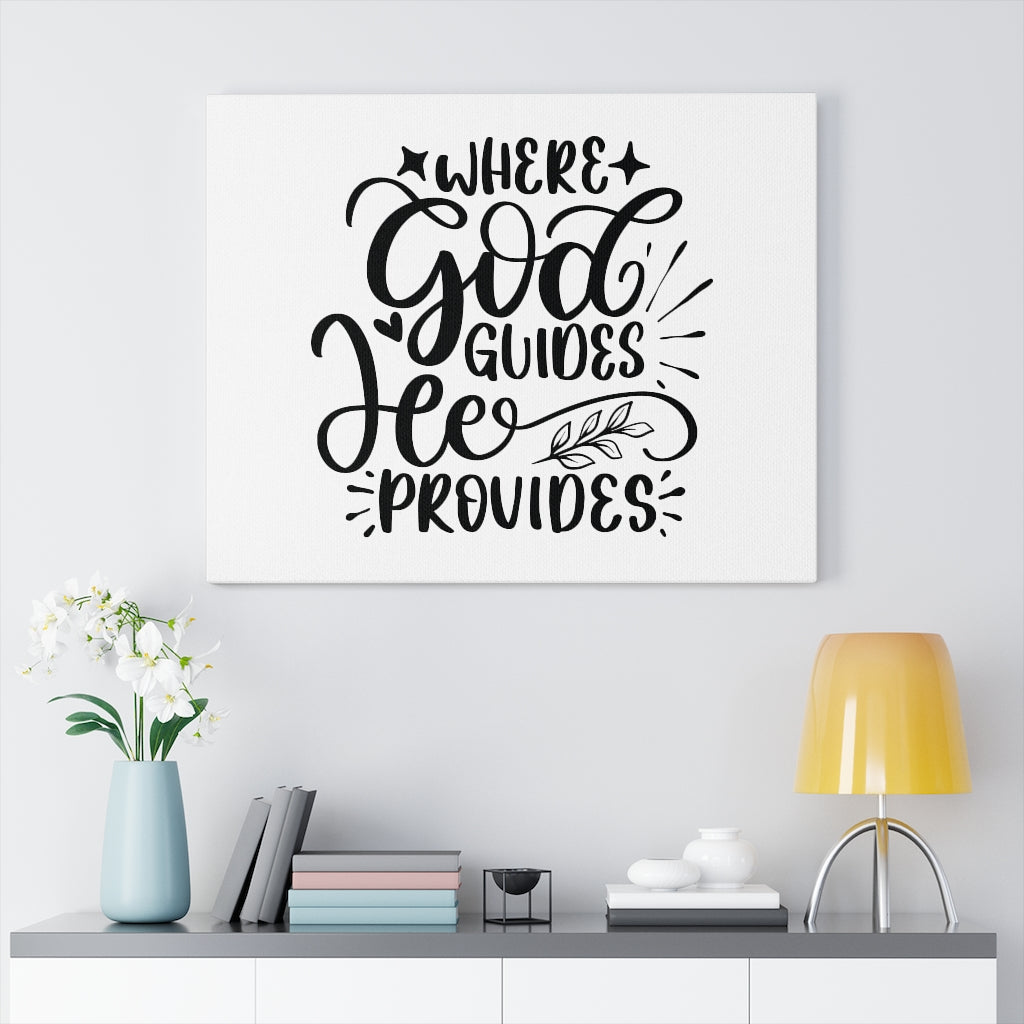 Scripture Walls God Guides He Provides Bible Verse Canvas Christian Wall Art Ready to Hang Unframed-Express Your Love Gifts