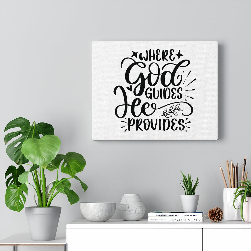 Scripture Walls God Guides He Provides Bible Verse Canvas Christian Wall Art Ready to Hang Unframed-Express Your Love Gifts