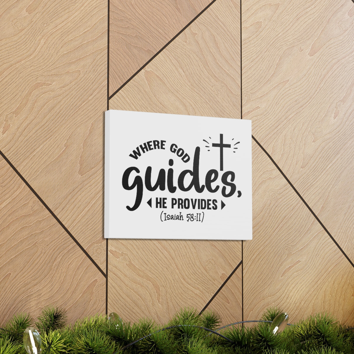 Scripture Walls God Guides Isaiah 58:11 Cross Bible Verse Canvas Christian Wall Art Ready to Hang Unframed-Express Your Love Gifts