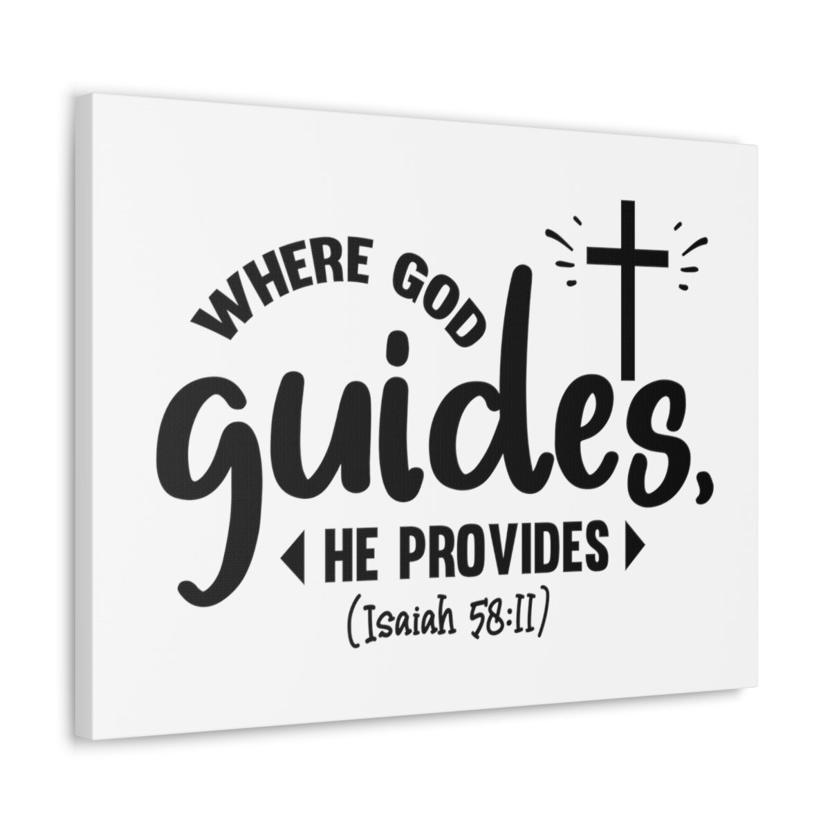 Scripture Walls God Guides Isaiah 58:11 Cross Bible Verse Canvas Christian Wall Art Ready to Hang Unframed-Express Your Love Gifts