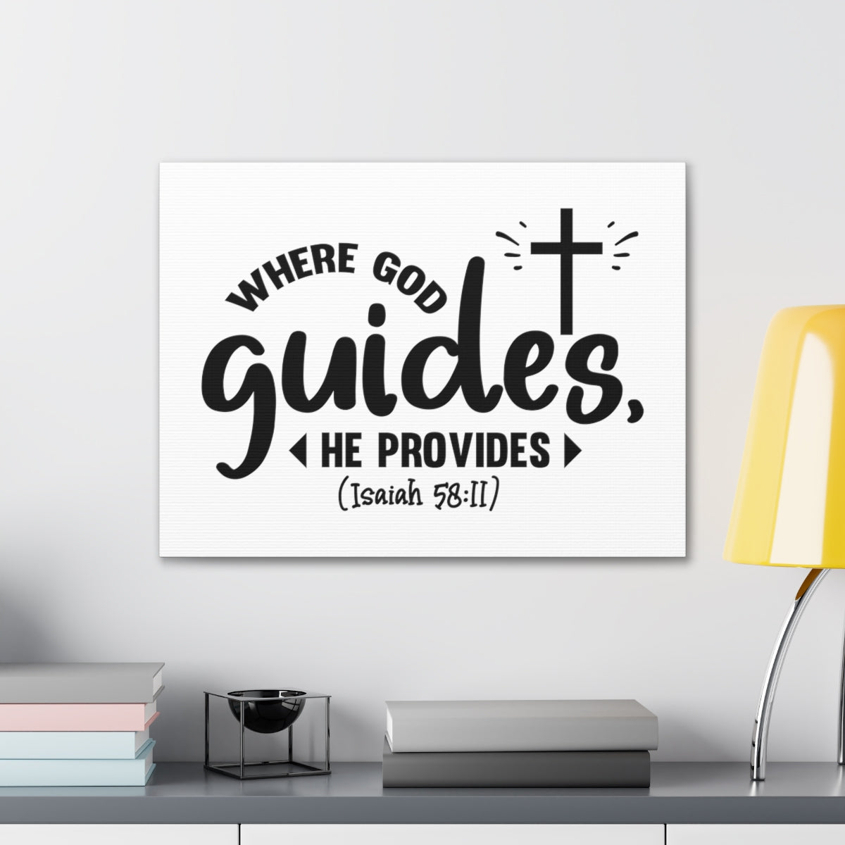 Scripture Walls God Guides Isaiah 58:11 Cross Bible Verse Canvas Christian Wall Art Ready to Hang Unframed-Express Your Love Gifts
