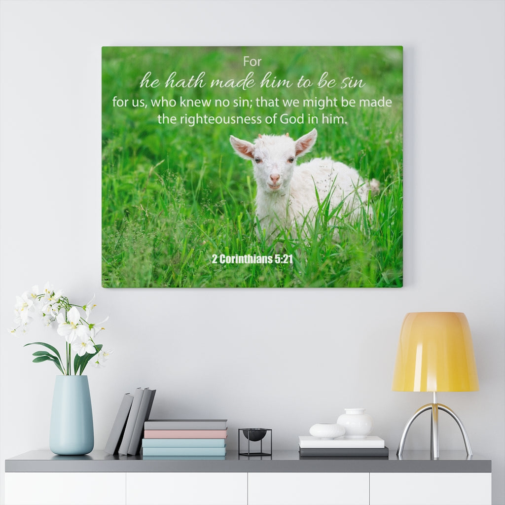 Scripture Walls God in Him 2 Corinthians 5:21 Bible Verse Canvas Christian Wall Art Ready to Hang Unframed-Express Your Love Gifts