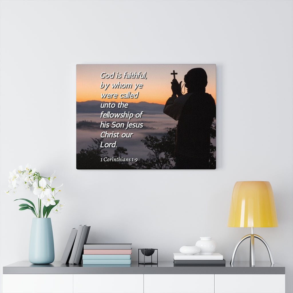 Scripture Walls God Is Faithful 1 Corinthians 1:9 Bible Verse Canvas Christian Wall Art Ready to Hang Unframed-Express Your Love Gifts
