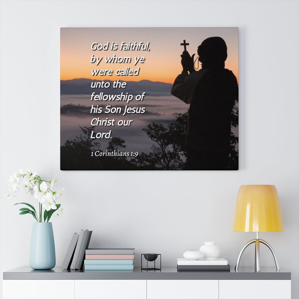 Scripture Walls God Is Faithful 1 Corinthians 1:9 Bible Verse Canvas Christian Wall Art Ready to Hang Unframed-Express Your Love Gifts