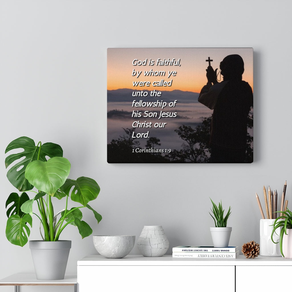 Scripture Walls God Is Faithful 1 Corinthians 1:9 Bible Verse Canvas Christian Wall Art Ready to Hang Unframed-Express Your Love Gifts