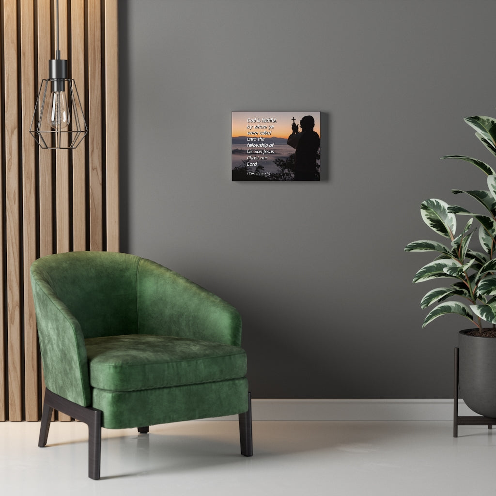 Scripture Walls God Is Faithful 1 Corinthians 1:9 Bible Verse Canvas Christian Wall Art Ready to Hang Unframed-Express Your Love Gifts