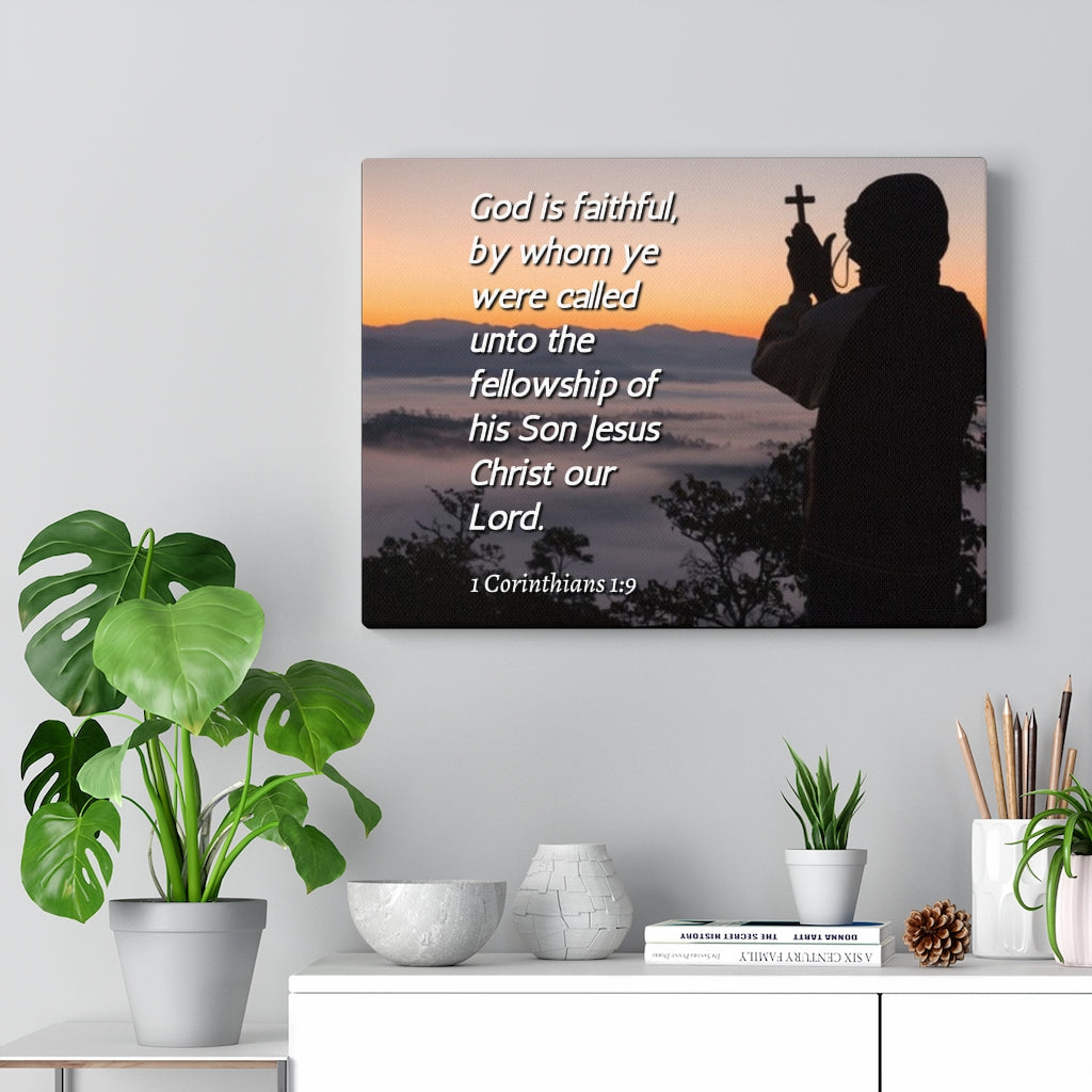 Scripture Walls God Is Faithful 1 Corinthians 1:9 Bible Verse Canvas Christian Wall Art Ready to Hang Unframed-Express Your Love Gifts