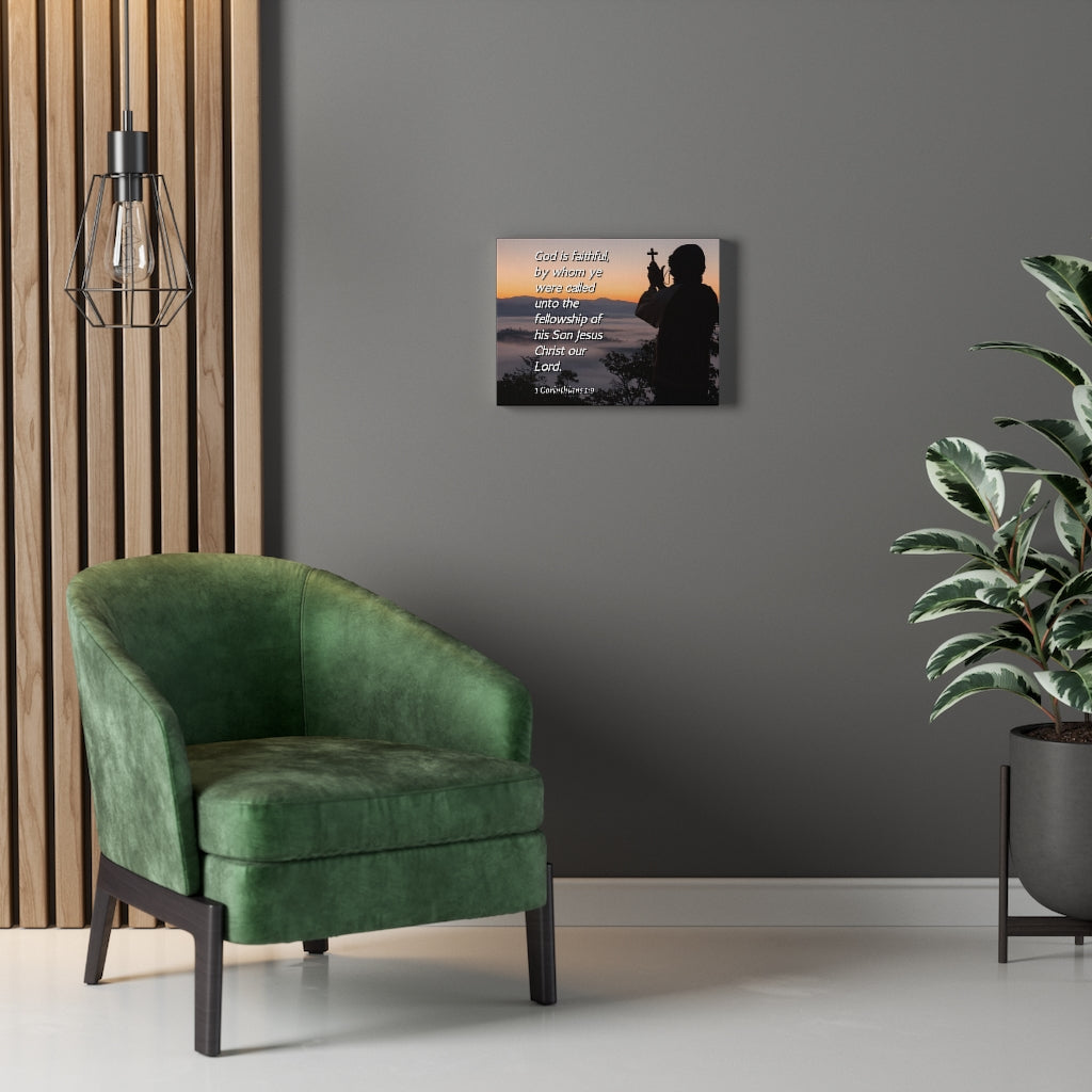 Scripture Walls God Is Faithful 1 Corinthians 1:9 Bible Verse Canvas Christian Wall Art Ready to Hang Unframed-Express Your Love Gifts