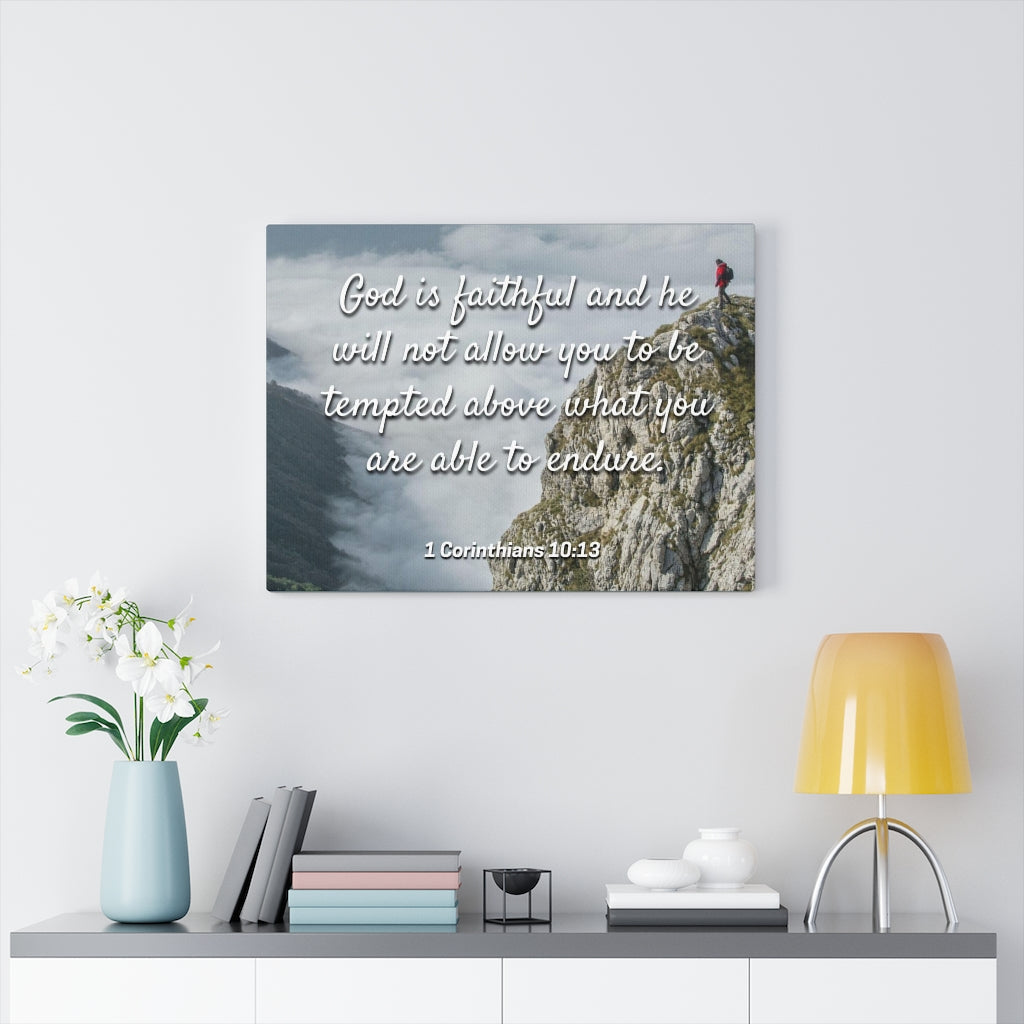 Scripture Walls God Is Faithful 1 Corinthians 10:13 Bible Verse Canvas Christian Wall Art Ready to Hang Unframed-Express Your Love Gifts