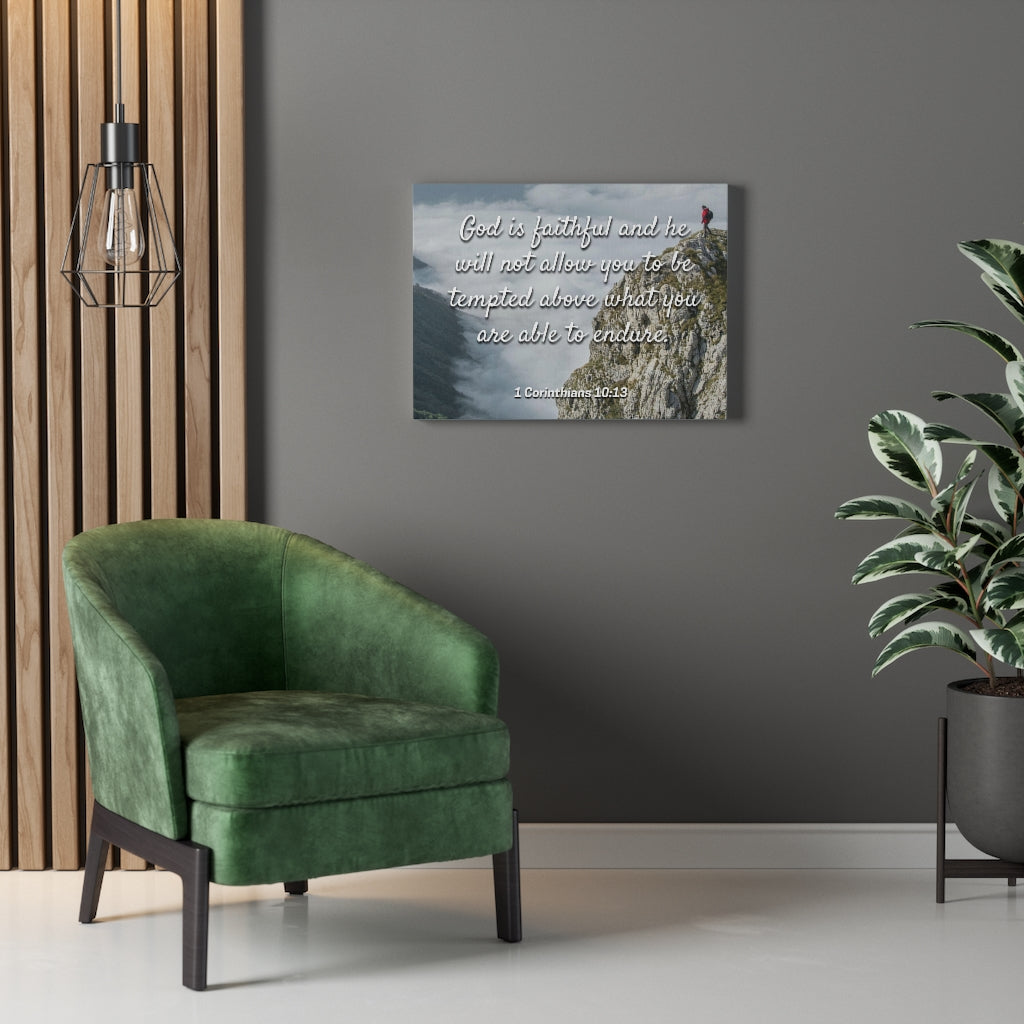 Scripture Walls God Is Faithful 1 Corinthians 10:13 Bible Verse Canvas Christian Wall Art Ready to Hang Unframed-Express Your Love Gifts