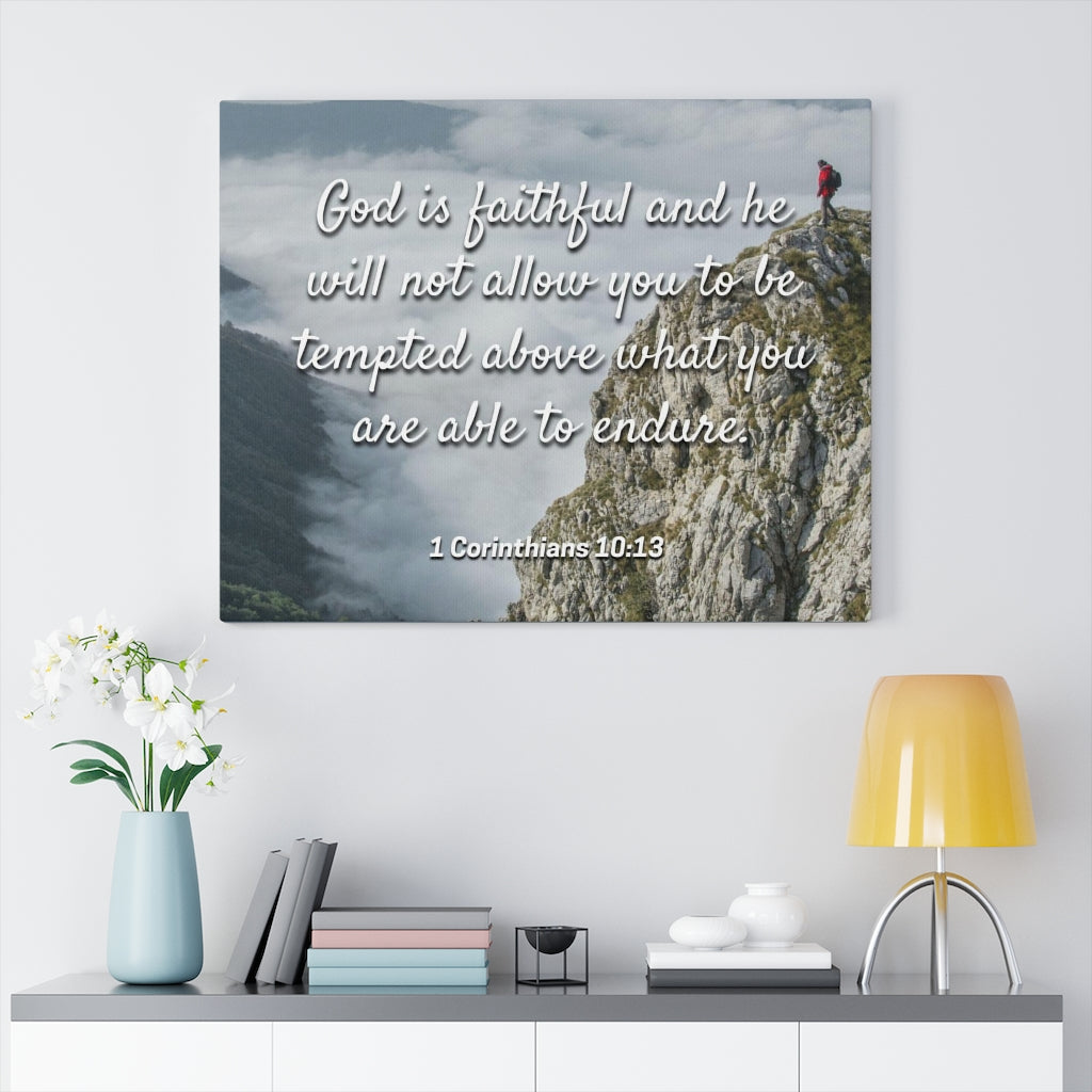 Scripture Walls God Is Faithful 1 Corinthians 10:13 Bible Verse Canvas Christian Wall Art Ready to Hang Unframed-Express Your Love Gifts