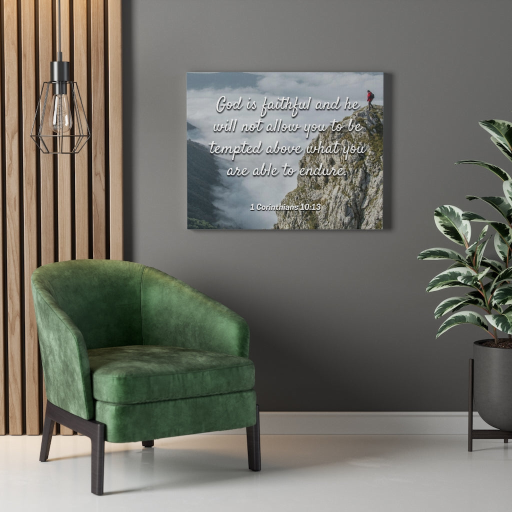 Scripture Walls God Is Faithful 1 Corinthians 10:13 Bible Verse Canvas Christian Wall Art Ready to Hang Unframed-Express Your Love Gifts