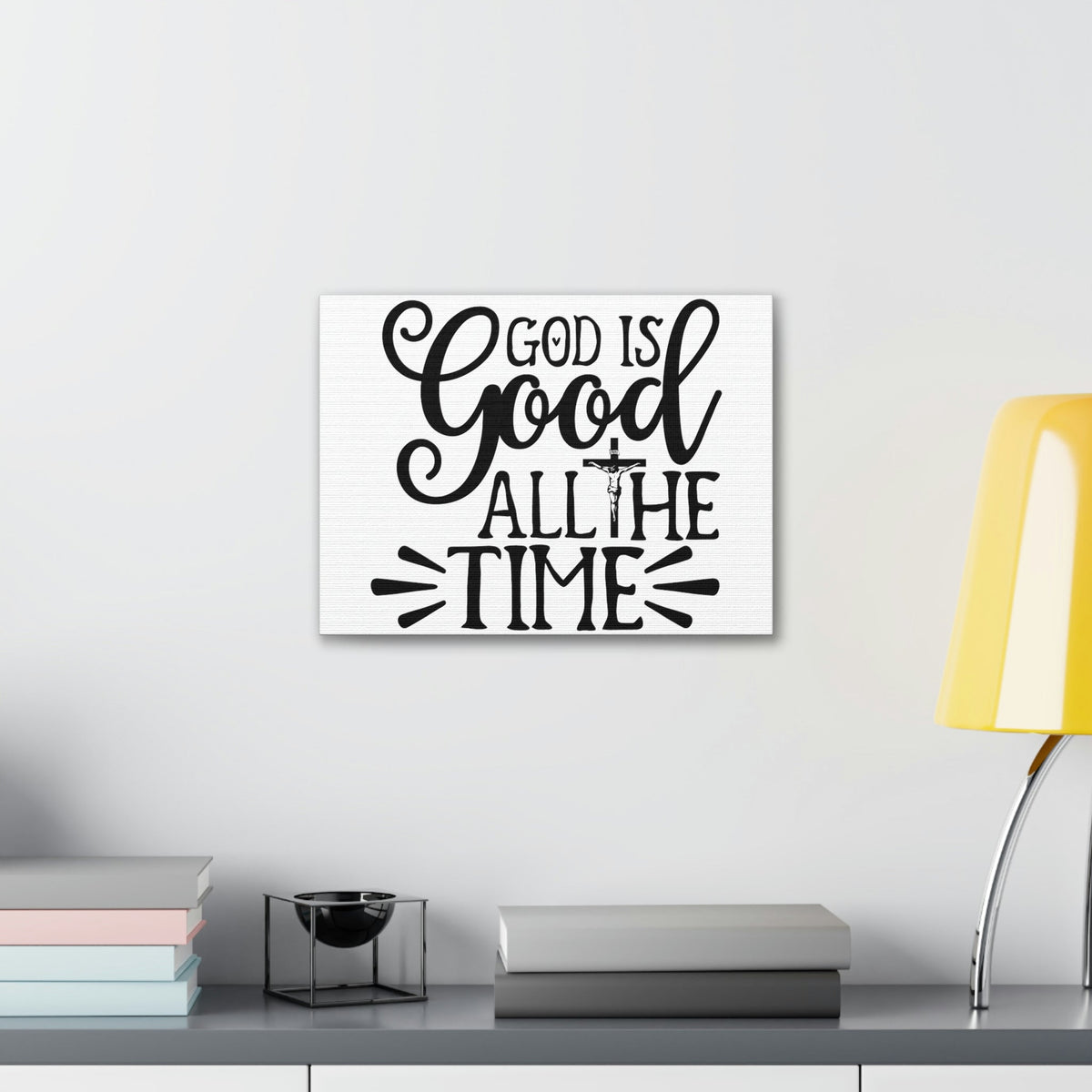 Scripture Walls God Is Good All The Time Psalm 34:8 Cross Christian Wall Art Print Ready to Hang Unframed-Express Your Love Gifts