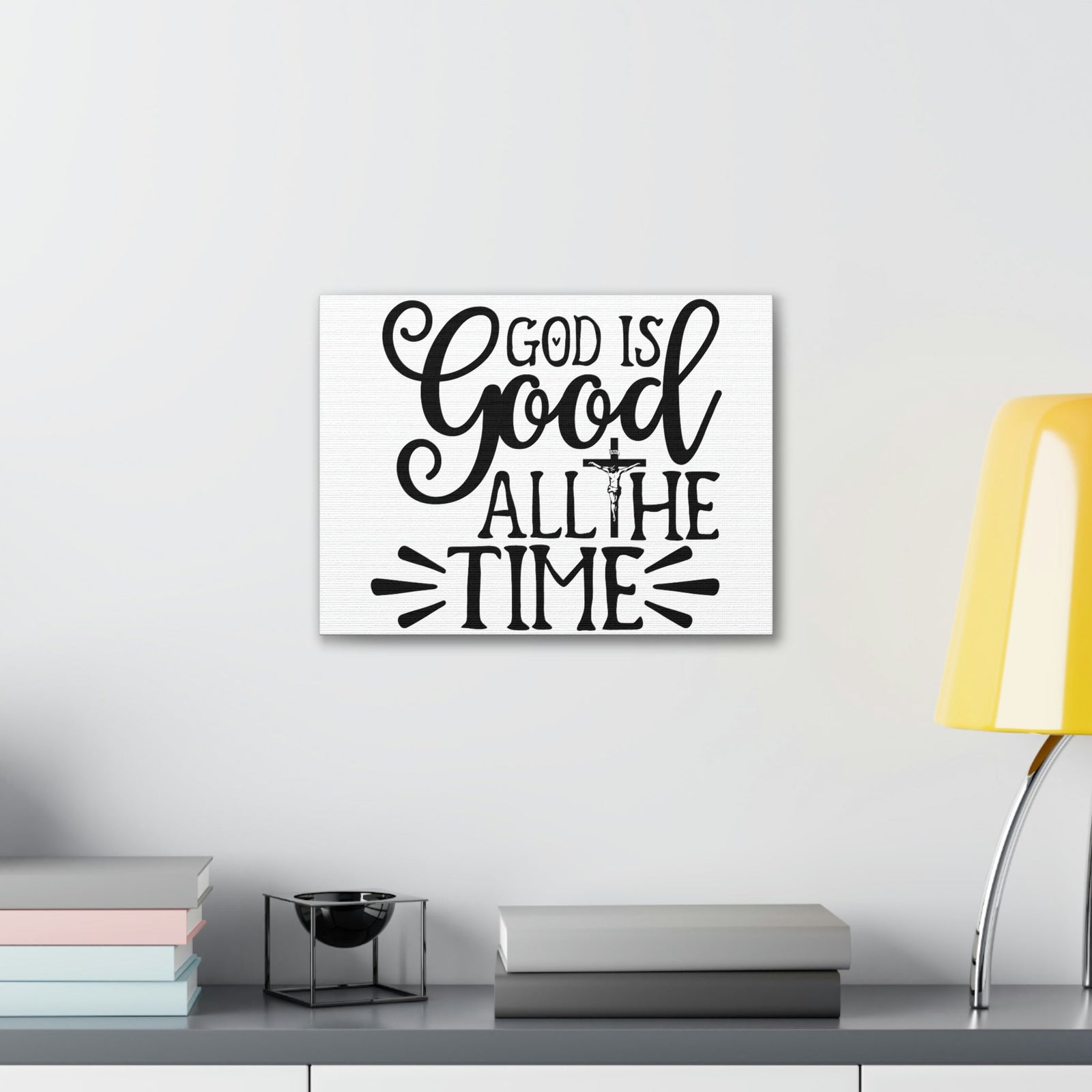 Scripture Walls God Is Good All The Time Psalm 34:8 Cross Christian Wall Art Print Ready to Hang Unframed-Express Your Love Gifts