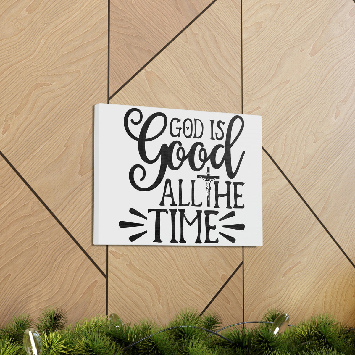 Scripture Walls God Is Good All The Time Psalm 34:8 Cross Christian Wall Art Print Ready to Hang Unframed-Express Your Love Gifts